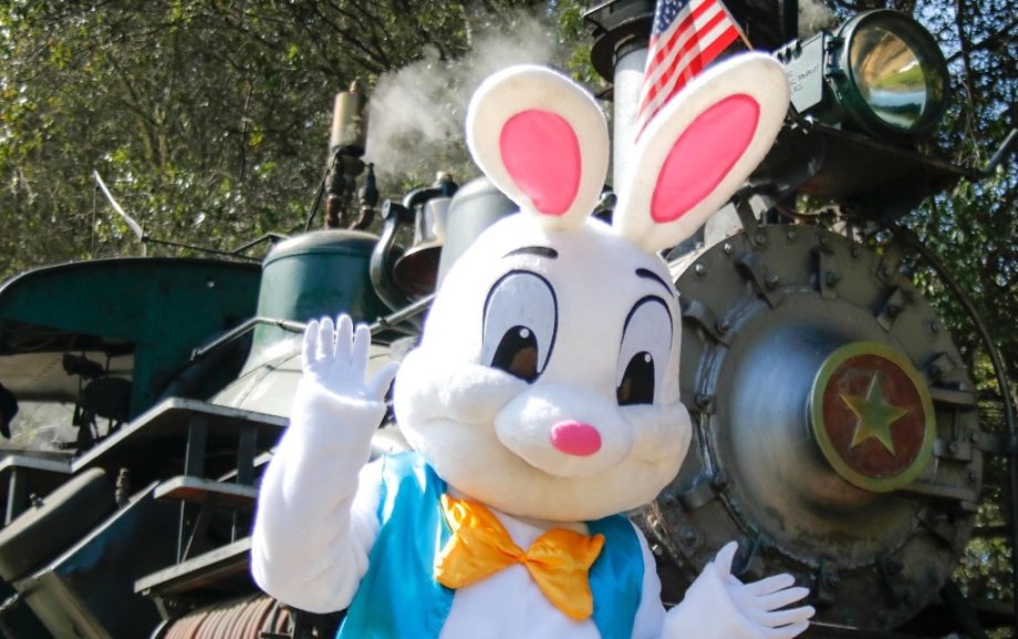 Bunny and train at Roaring Camp Railroads